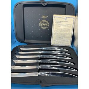 Vintage 1950's CARVEL HALL Stainless Steel Six Steak Knives In Original Case 50s